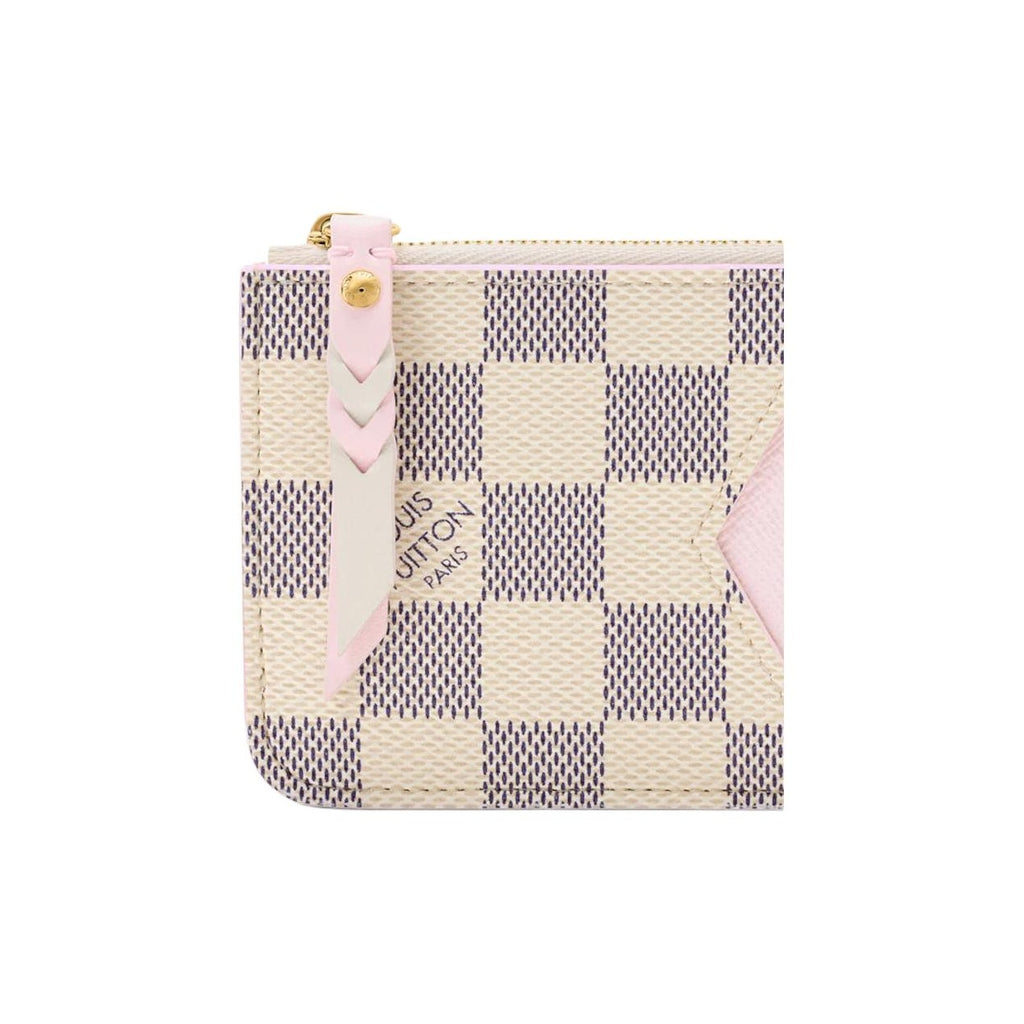 LOUIS VUITTON Romy Women's Cream and Purple Checkerboard Coated Canvas Card Holder N40922
