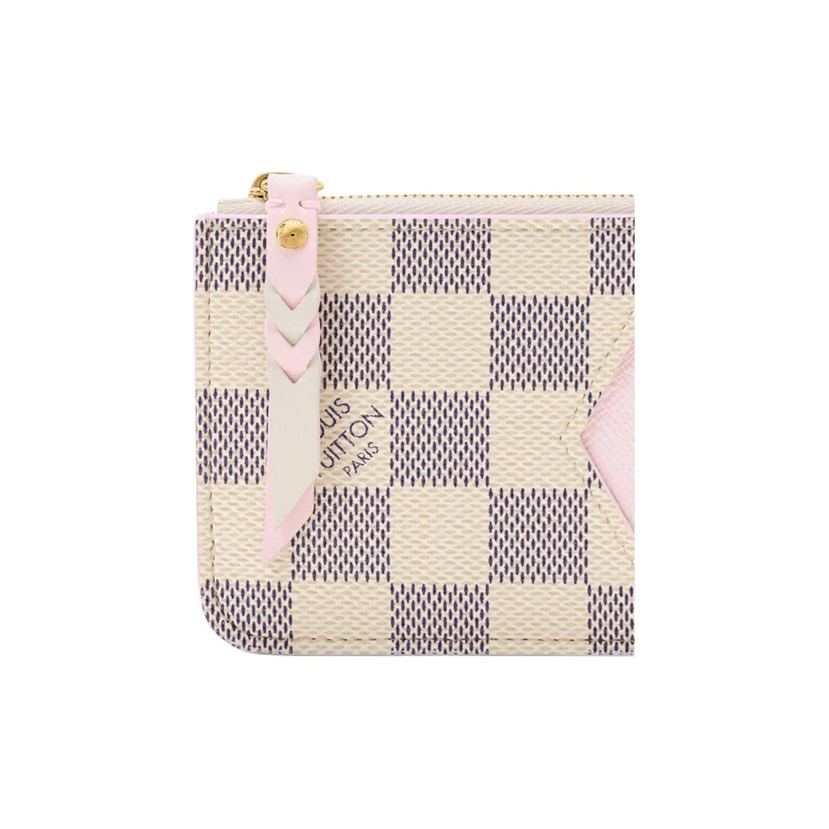 LOUIS VUITTON Romy Women's Cream and Purple Checkerboard Coated Canvas Card Holder N40922