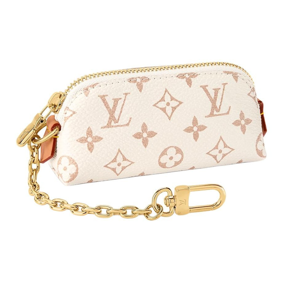 LOUIS VUITTON Lipstick Women's Beige Monogram Dune Coated Canvas and Faux Leather Cosmetic Pouch M2A287