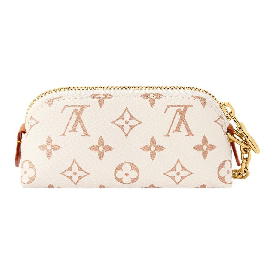 LOUIS VUITTON Lipstick Women's Beige Monogram Dune Coated Canvas and Faux Leather Cosmetic Pouch M2A287