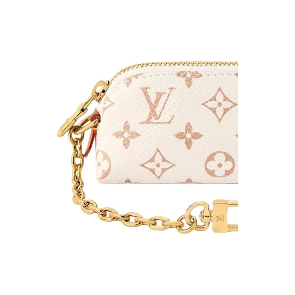 LOUIS VUITTON Lipstick Women's Beige Monogram Dune Coated Canvas and Faux Leather Cosmetic Pouch M2A287