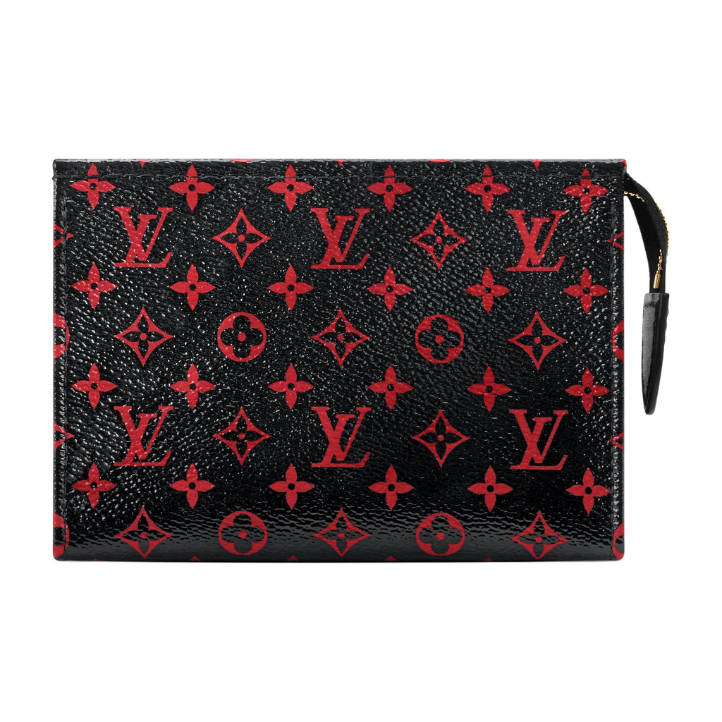 LOUIS VUITTON Poche Toilette Small Unisex Black and Red Monogram Infrarouge Coated Canvas Toiletry Bag M29704