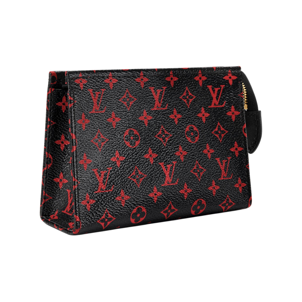 LOUIS VUITTON Poche Toilette Small Unisex Black and Red Monogram Infrarouge Coated Canvas Toiletry Bag M29704