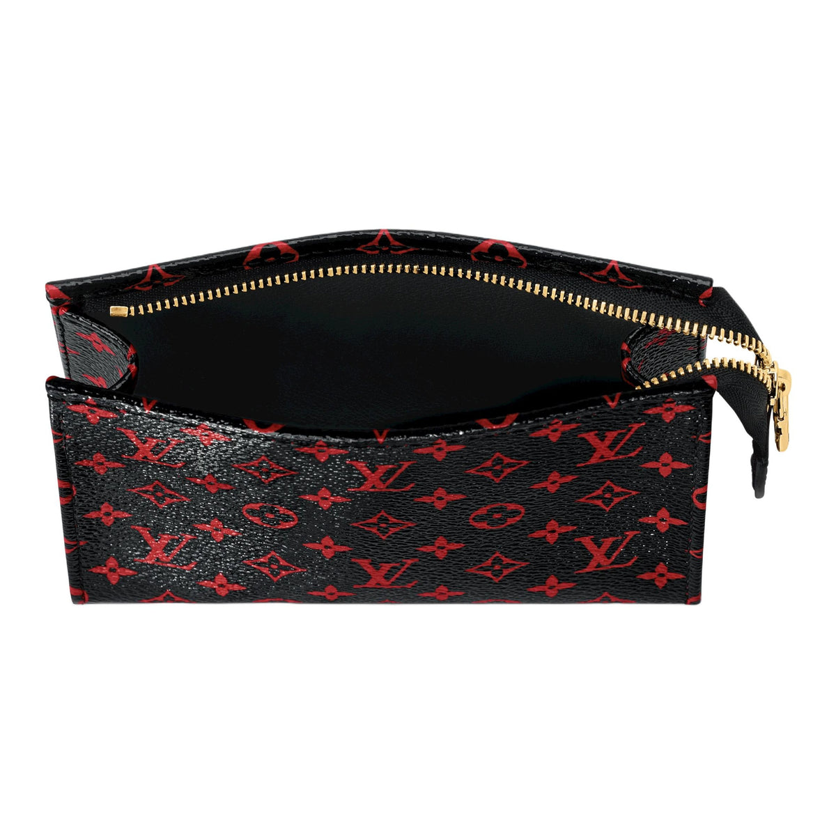 LOUIS VUITTON Poche Toilette Small Unisex Black and Red Monogram Infrarouge Coated Canvas Toiletry Bag M29704