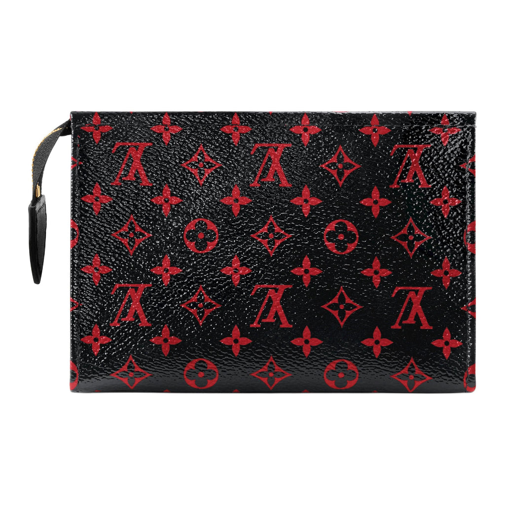 LOUIS VUITTON Poche Toilette Small Unisex Black and Red Monogram Infrarouge Coated Canvas Toiletry Bag M29704