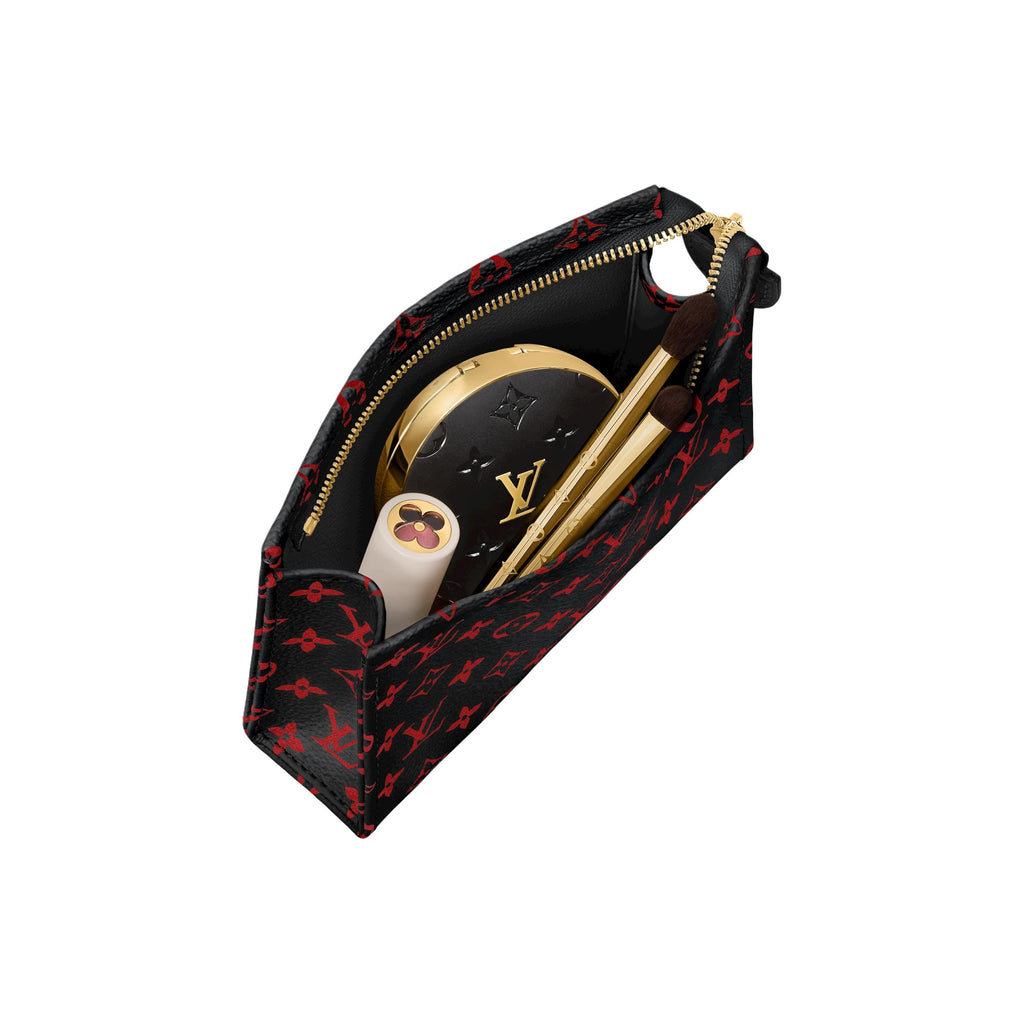 LOUIS VUITTON Poche Toilette Small Unisex Black and Red Monogram Infrarouge Coated Canvas Toiletry Bag M29704
