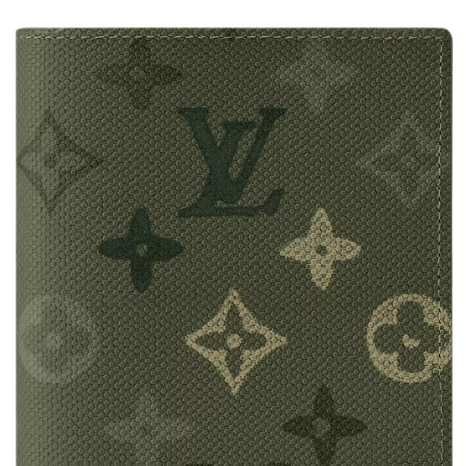 LOUIS VUITTON Men's Khaki Monogram Surplus Coated Canvas and Faux Leather Passport Holder M2A663