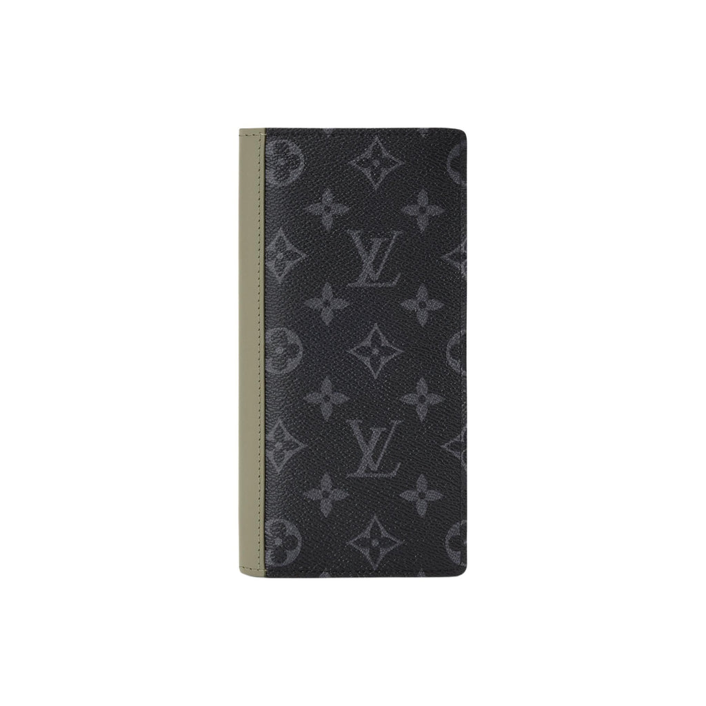 LOUIS VUITTON Brazza Men's Black and Green Monogram Eclipse Coated Canvas Wallet M28815