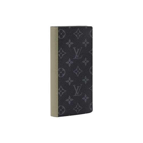 LOUIS VUITTON Brazza Men's Black and Green Monogram Eclipse Coated Canvas Wallet M28815