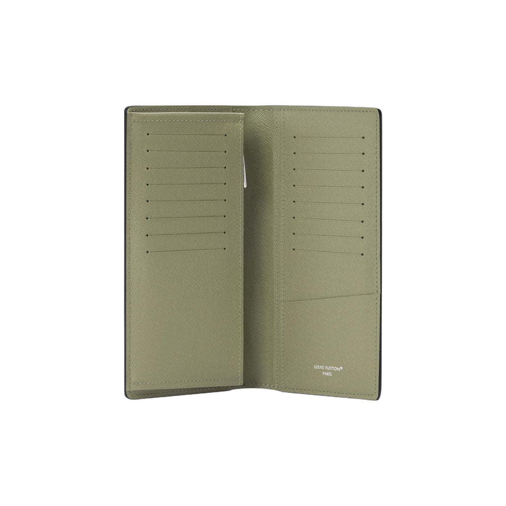 LOUIS VUITTON Brazza Men's Black and Green Monogram Eclipse Coated Canvas Wallet M28815
