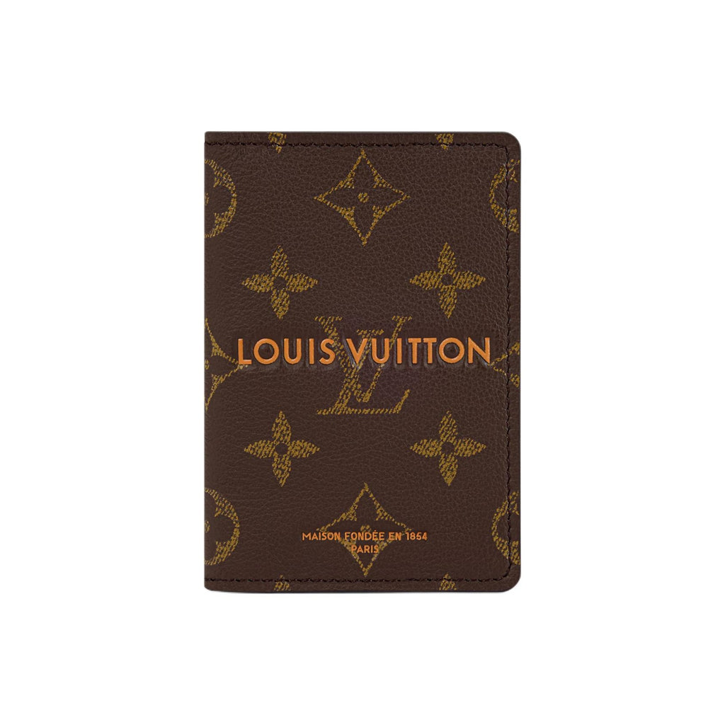 LOUIS VUITTON Pocket Organizer Calfskin Card Holder - Brown and Ochre Yellow - M2A495
