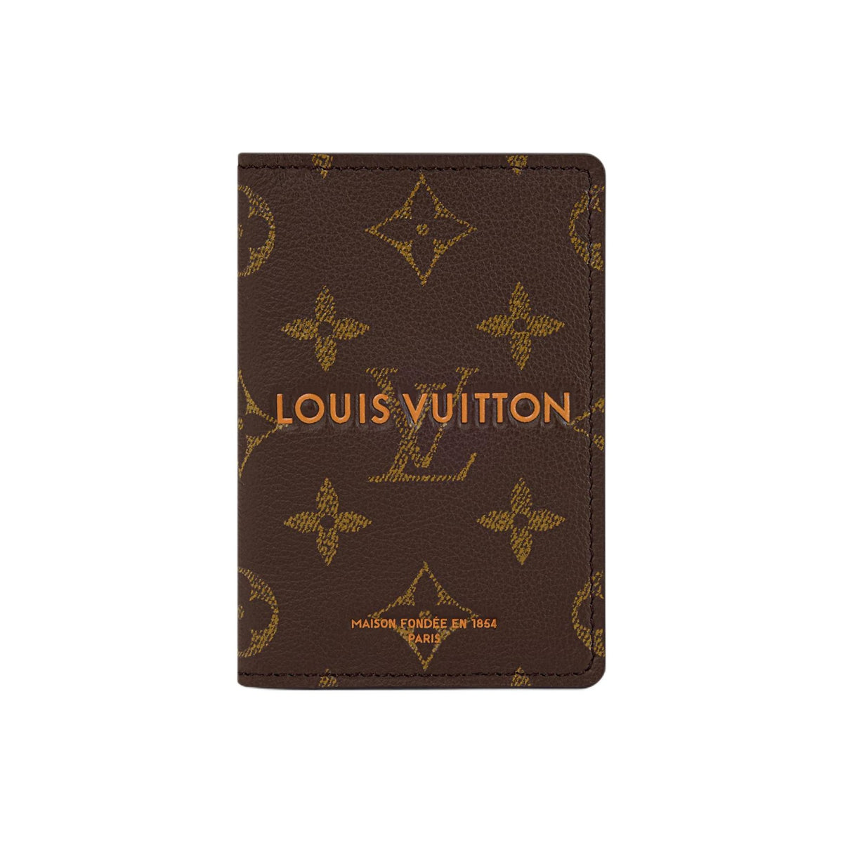 LOUIS VUITTON Pocket Organizer Calfskin Card Holder - Brown and Ochre Yellow - M2A495