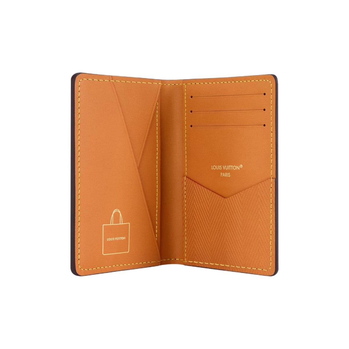 LOUIS VUITTON Pocket Organizer Calfskin Card Holder - Brown and Ochre Yellow - M2A495