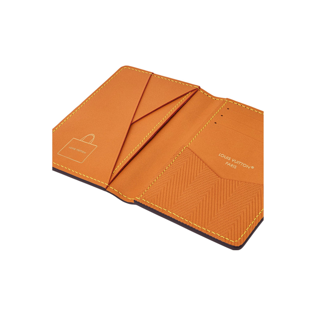LOUIS VUITTON Pocket Organizer Calfskin Card Holder - Brown and Ochre Yellow - M2A495
