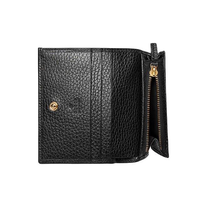 GUCCI GG Marmont Women's Black Leather Bifold Card Wallet | 456126