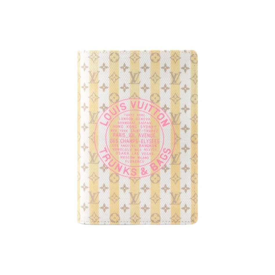 LOUIS VUITTON Logo Print Coated Canvas and Faux Leather Passport Holder - Yellow and White - M29034