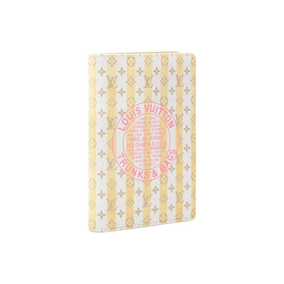 LOUIS VUITTON Logo Print Coated Canvas and Faux Leather Passport Holder - Yellow and White - M29034