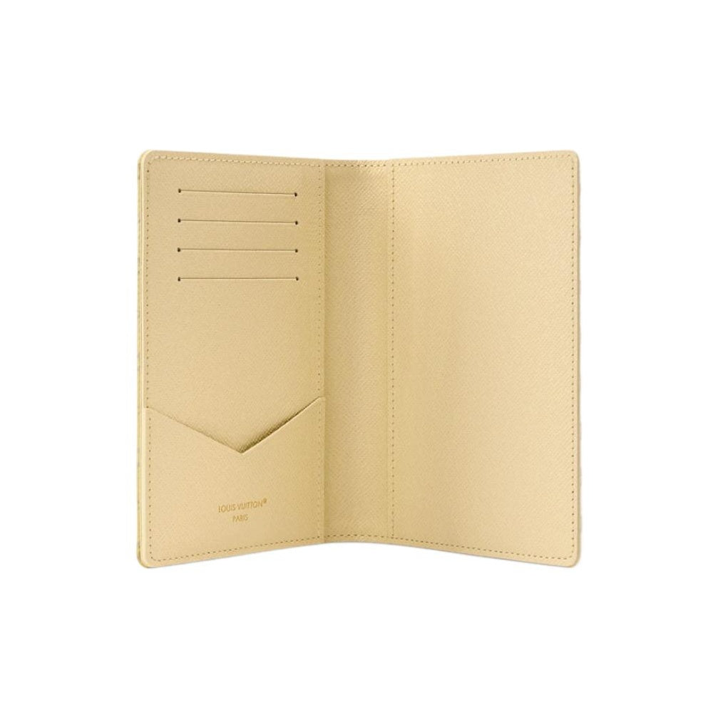 LOUIS VUITTON Logo Print Coated Canvas and Faux Leather Passport Holder - Yellow and White - M29034