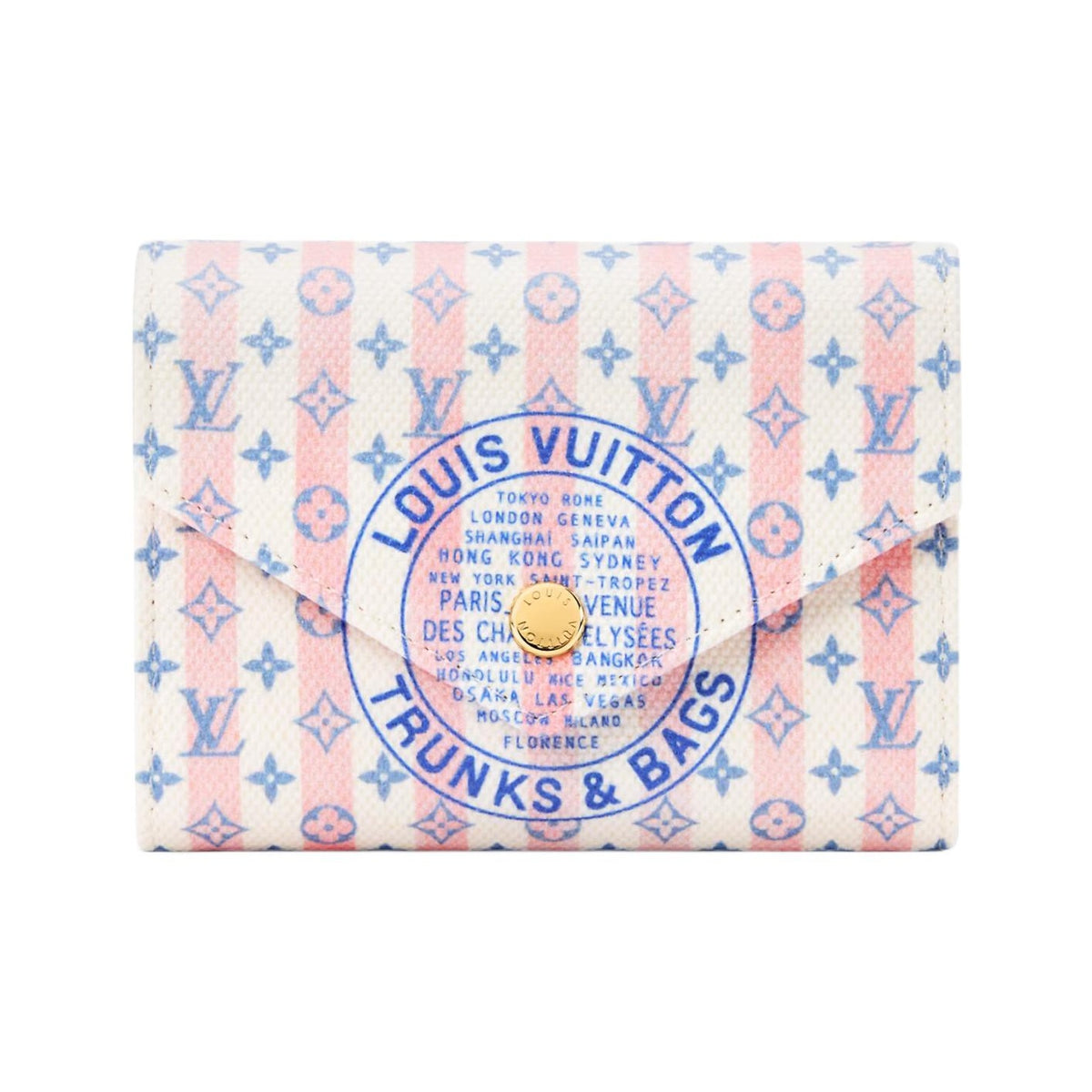 LOUIS VUITTON Victorine Contrast Stripe Coated Canvas Wallet - White and Pink - M29461