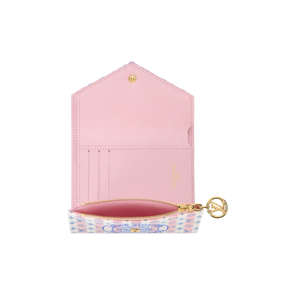 LOUIS VUITTON Victorine Contrast Stripe Coated Canvas Wallet - White and Pink - M29461