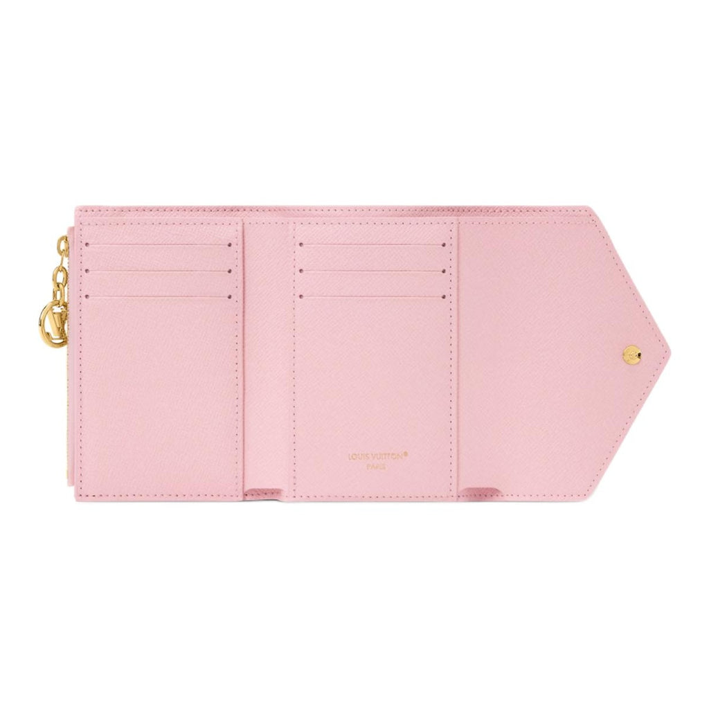 LOUIS VUITTON Victorine Contrast Stripe Coated Canvas Wallet - White and Pink - M29461
