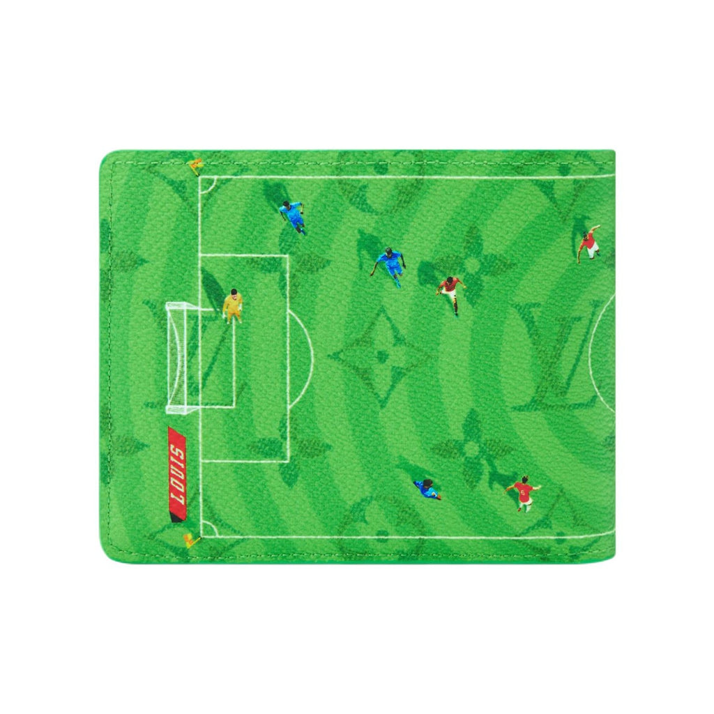 LOUIS VUITTON Multiple Soccer Field Print Coated Canvas and Faux Leather Wallet - Green - M28809