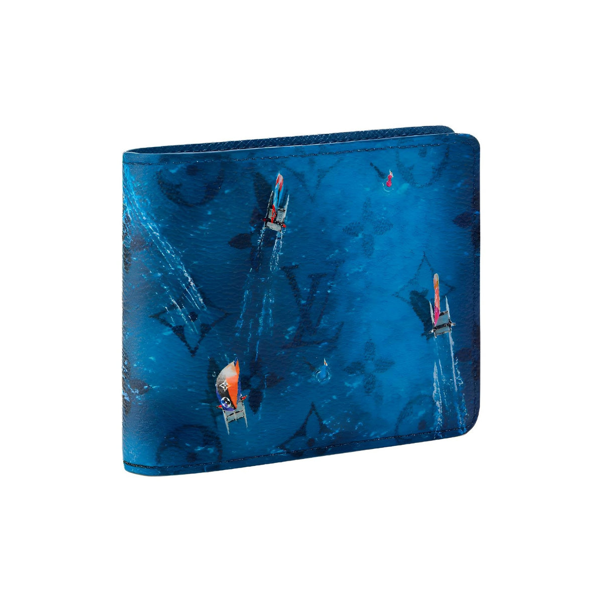 LOUIS VUITTON Multiple Ocean Sailing Monogram Print Coated Canvas and Faux Leather Wallet - Navy Blue - M28810