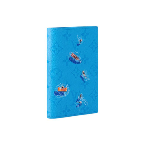 LOUIS VUITTON Colored Monogram Swimming Print Bifold Coated Canvas Card Holder - Blue - M28812