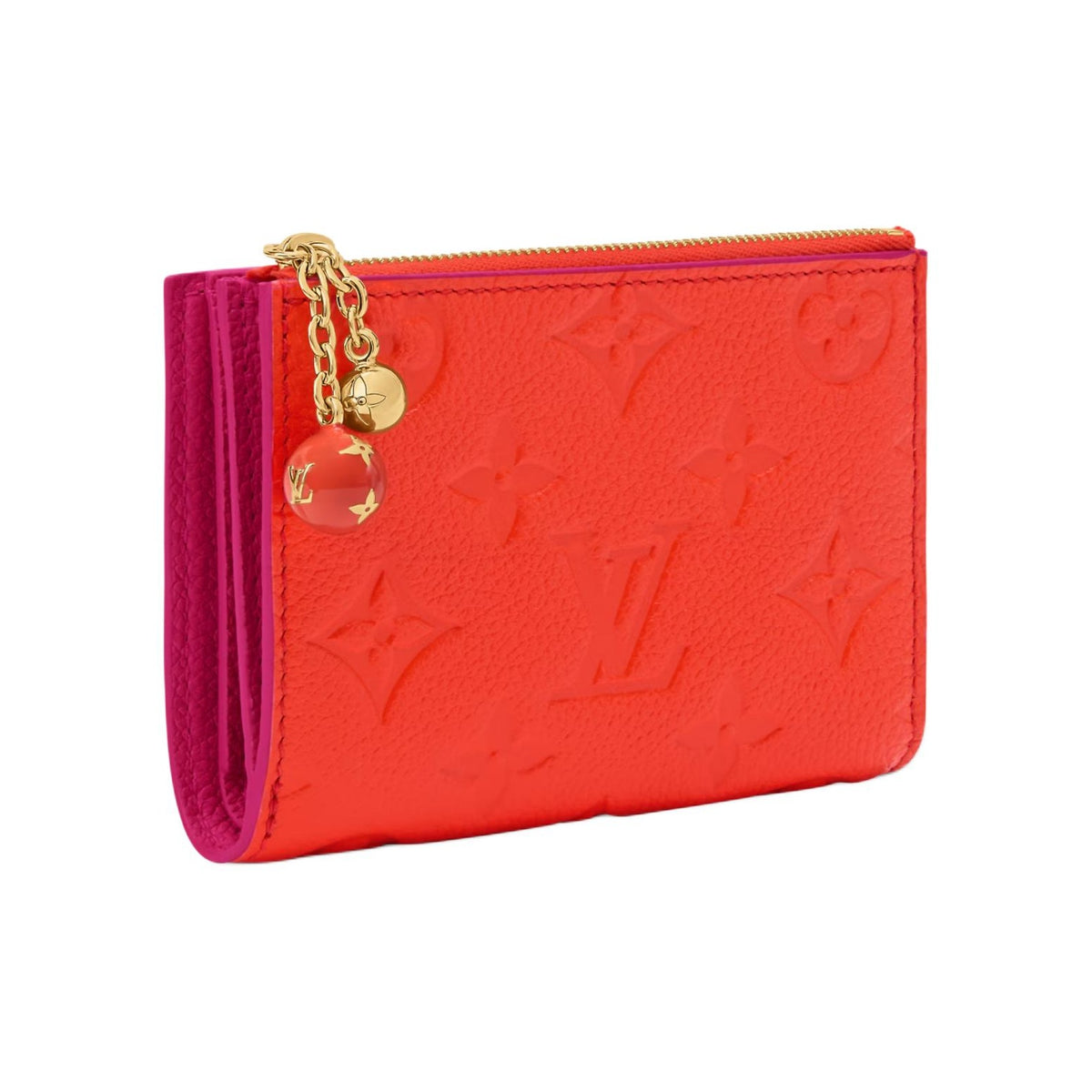LOUIS VUITTON Lisa Cowhide Leather Wallet with Enamel Metal Sphere Zipper Pull - Blood Orange - M28981