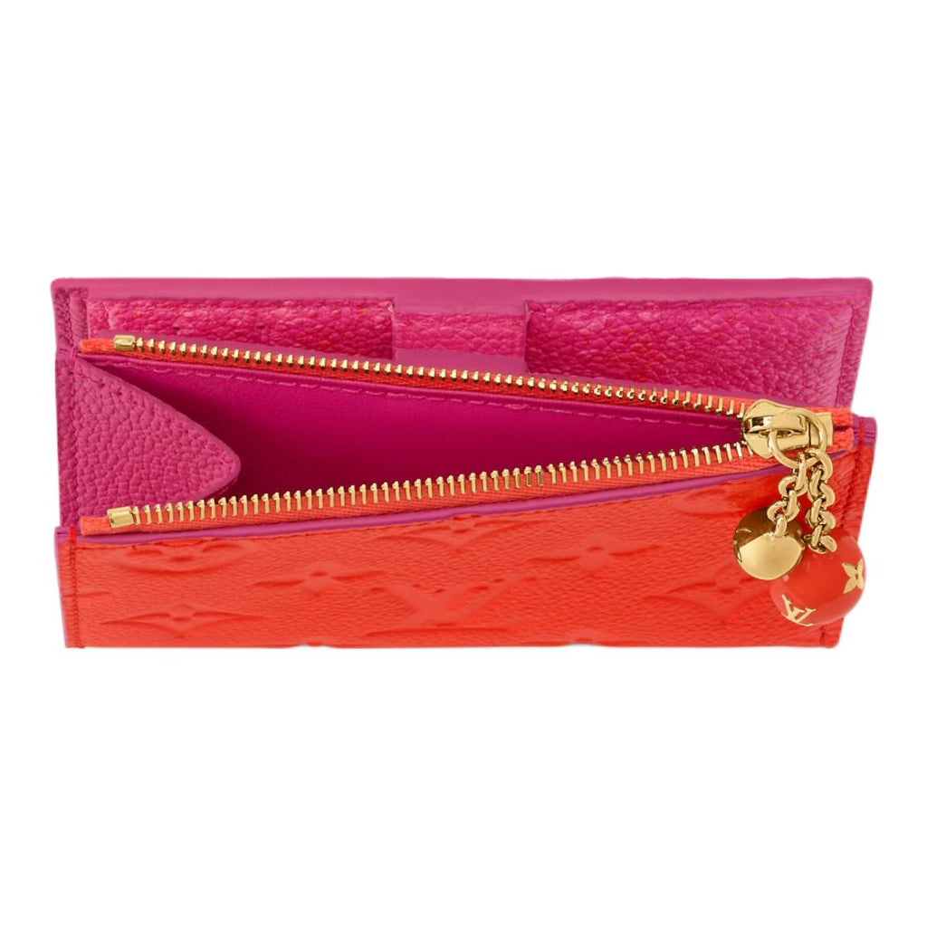 LOUIS VUITTON Lisa Cowhide Leather Wallet with Enamel Metal Sphere Zipper Pull - Blood Orange - M28981