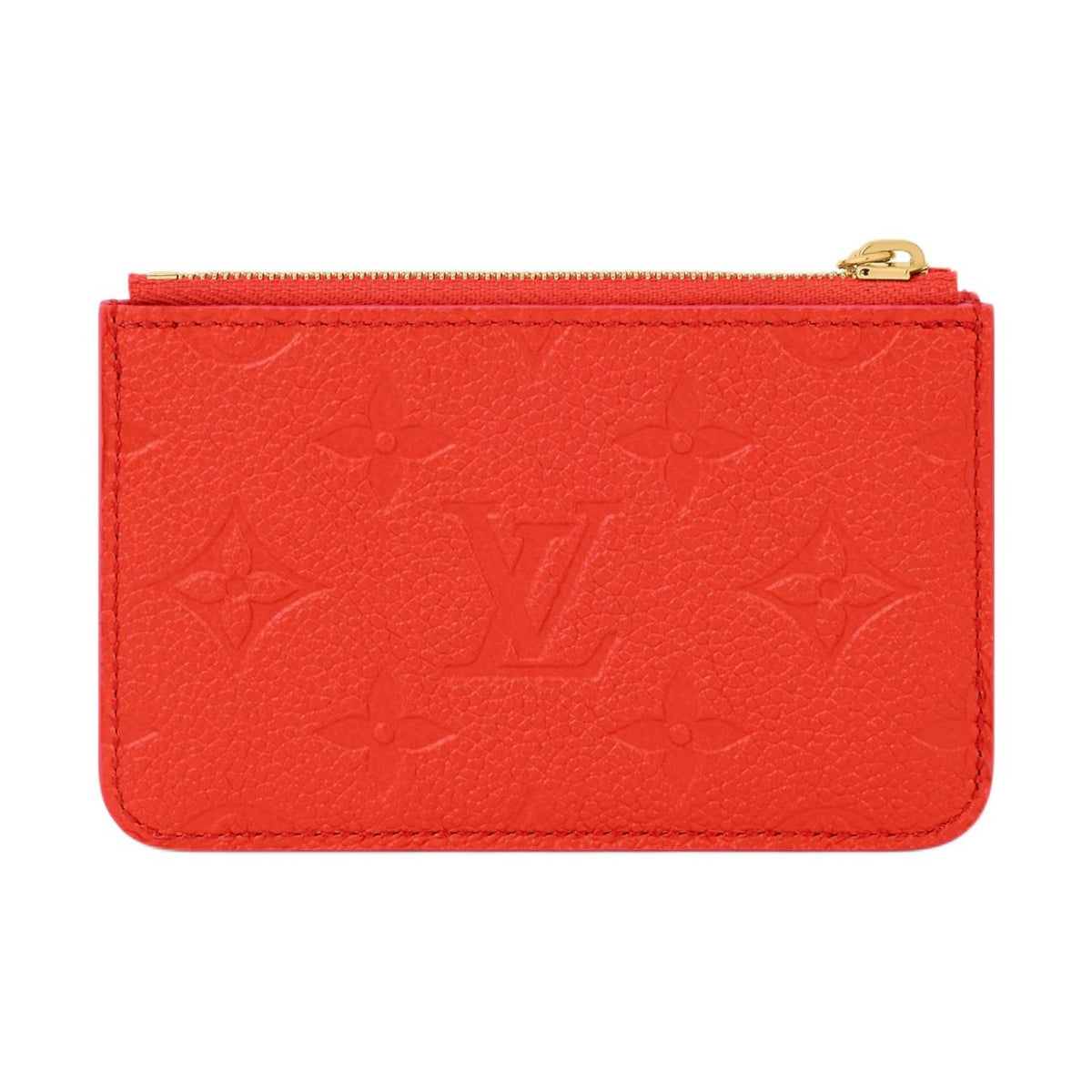 LOUIS VUITTON Romy Cowhide Leather Card Holder with Enamel Metal Sphere Charm - Blood Orange - M28984