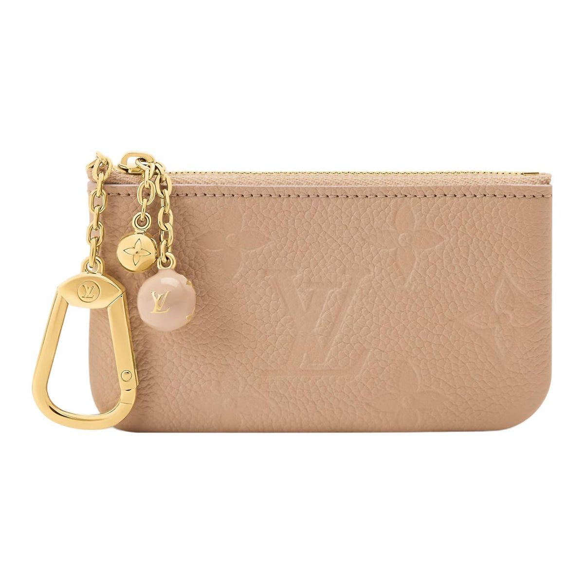 LOUIS VUITTON Monogram Empreinte Cowhide Leather Key Pouch with Sphere Zipper Pull - Hazelnut Brown - M28993