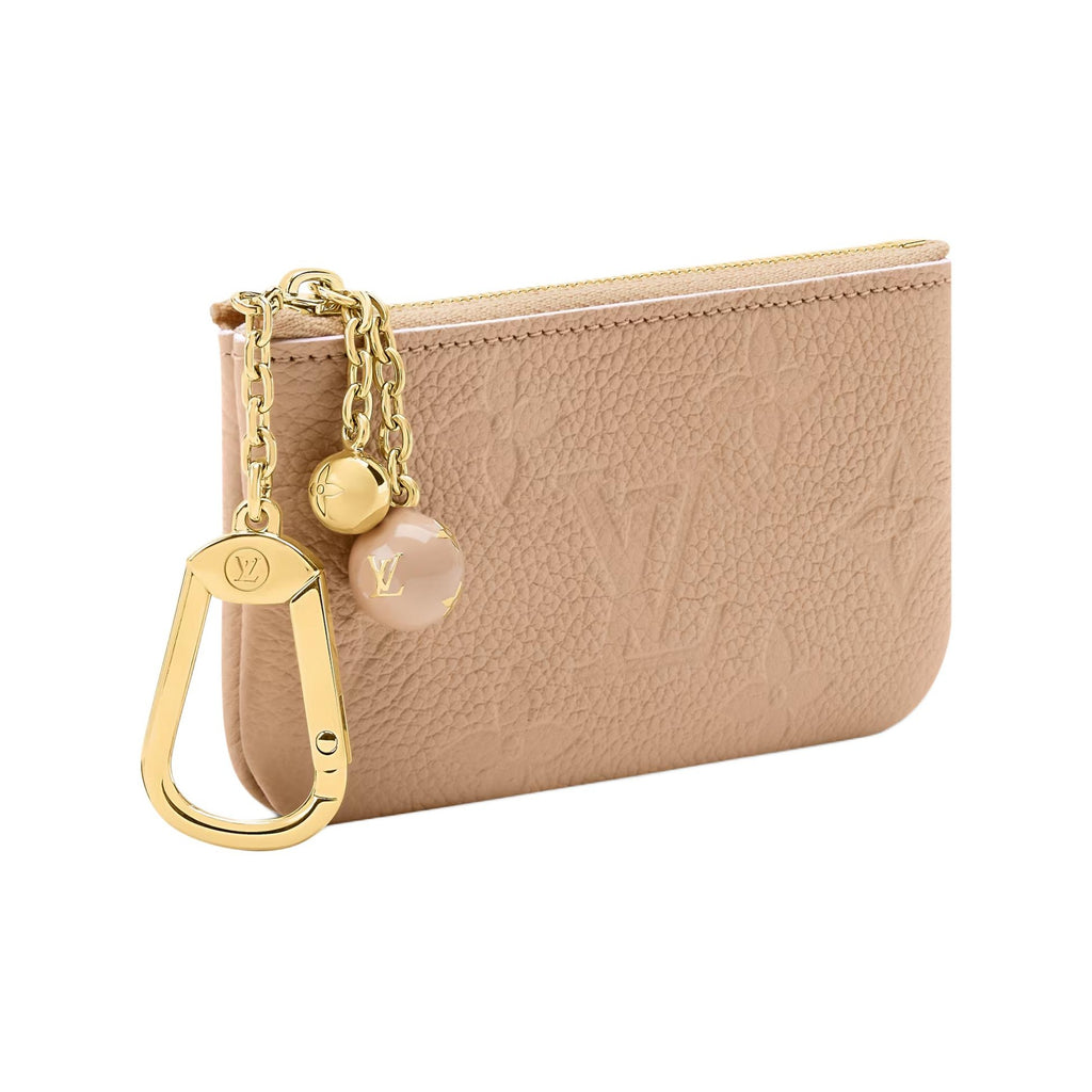 LOUIS VUITTON Monogram Empreinte Cowhide Leather Key Pouch with Sphere Zipper Pull - Hazelnut Brown - M28993