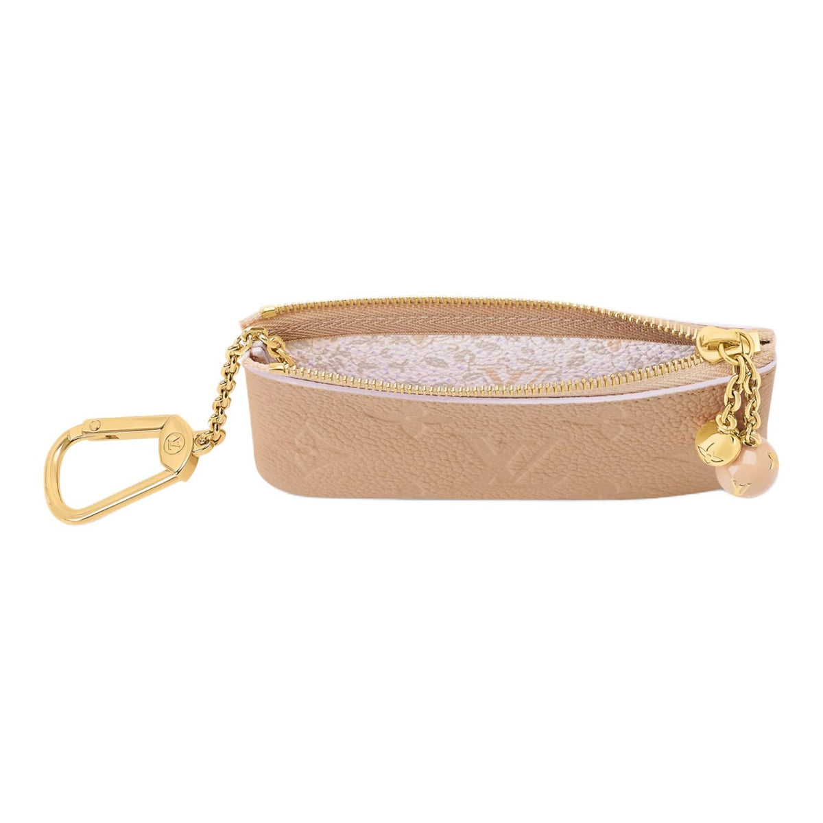 LOUIS VUITTON Monogram Empreinte Cowhide Leather Key Pouch with Sphere Zipper Pull - Hazelnut Brown - M28993