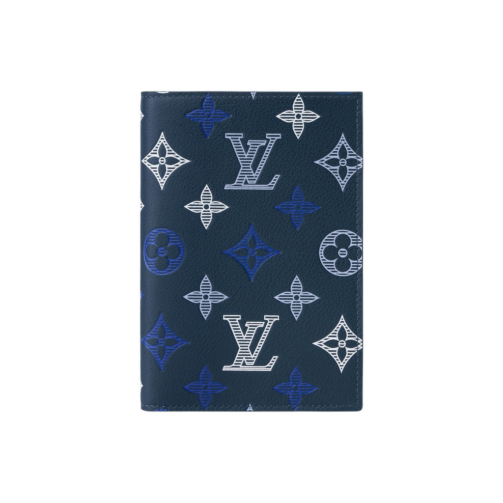 LOUIS VUITTON Monogram Shadow Cowhide Leather Passport Holder - Dark Blue - M29132