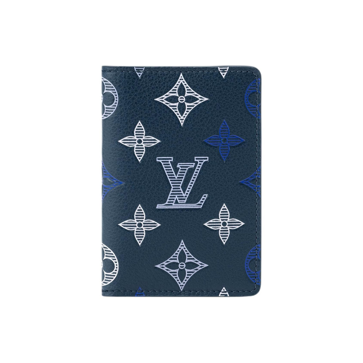 LOUIS VUITTON Monogram Shadow Gradient Logo Cowhide Leather Card Holder - Dark Blue - M29135