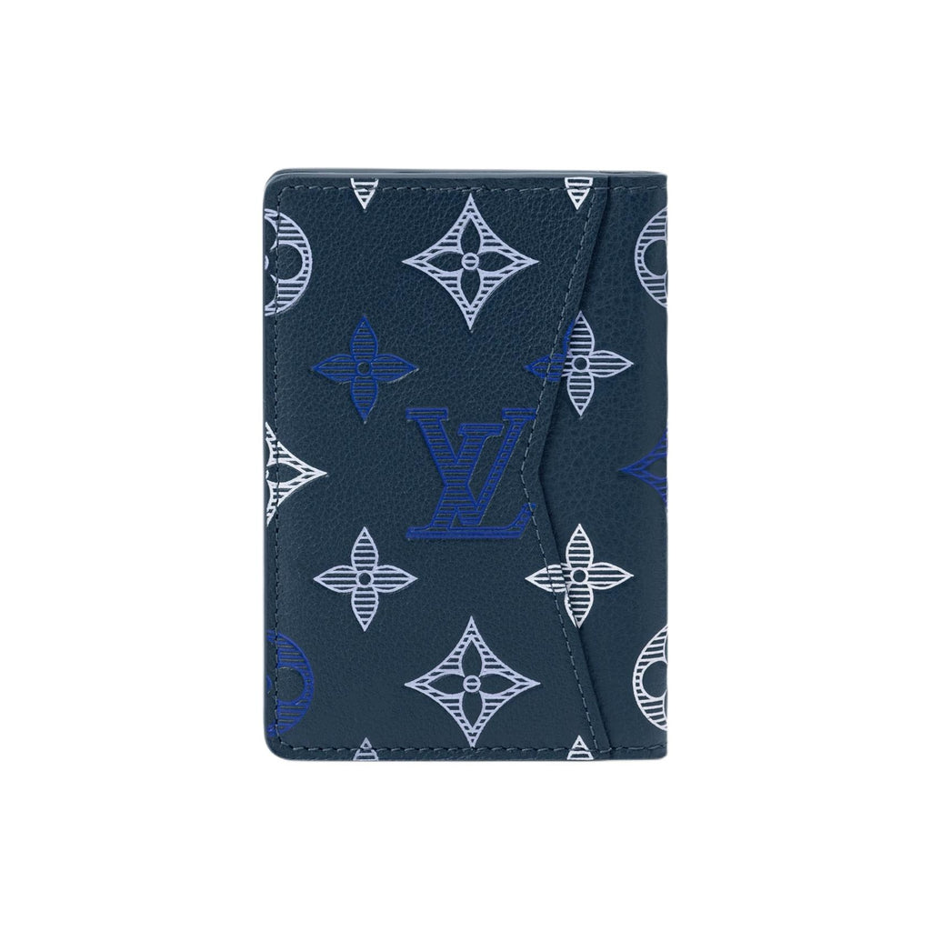 LOUIS VUITTON Monogram Shadow Gradient Logo Cowhide Leather Card Holder - Dark Blue - M29135