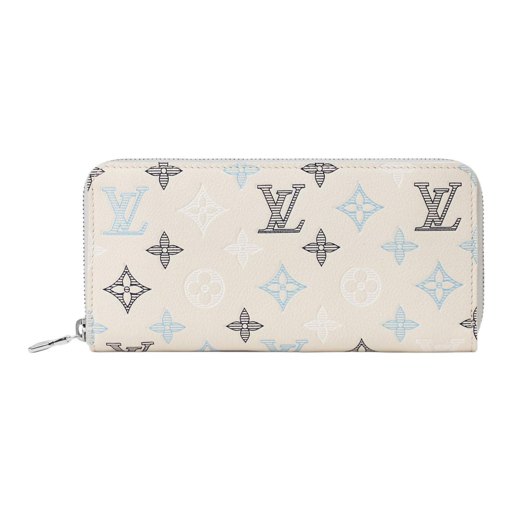 LOUIS VUITTON Zippy Monogram Shadow Calfskin Leather Zip Wallet - Off-White - M29133