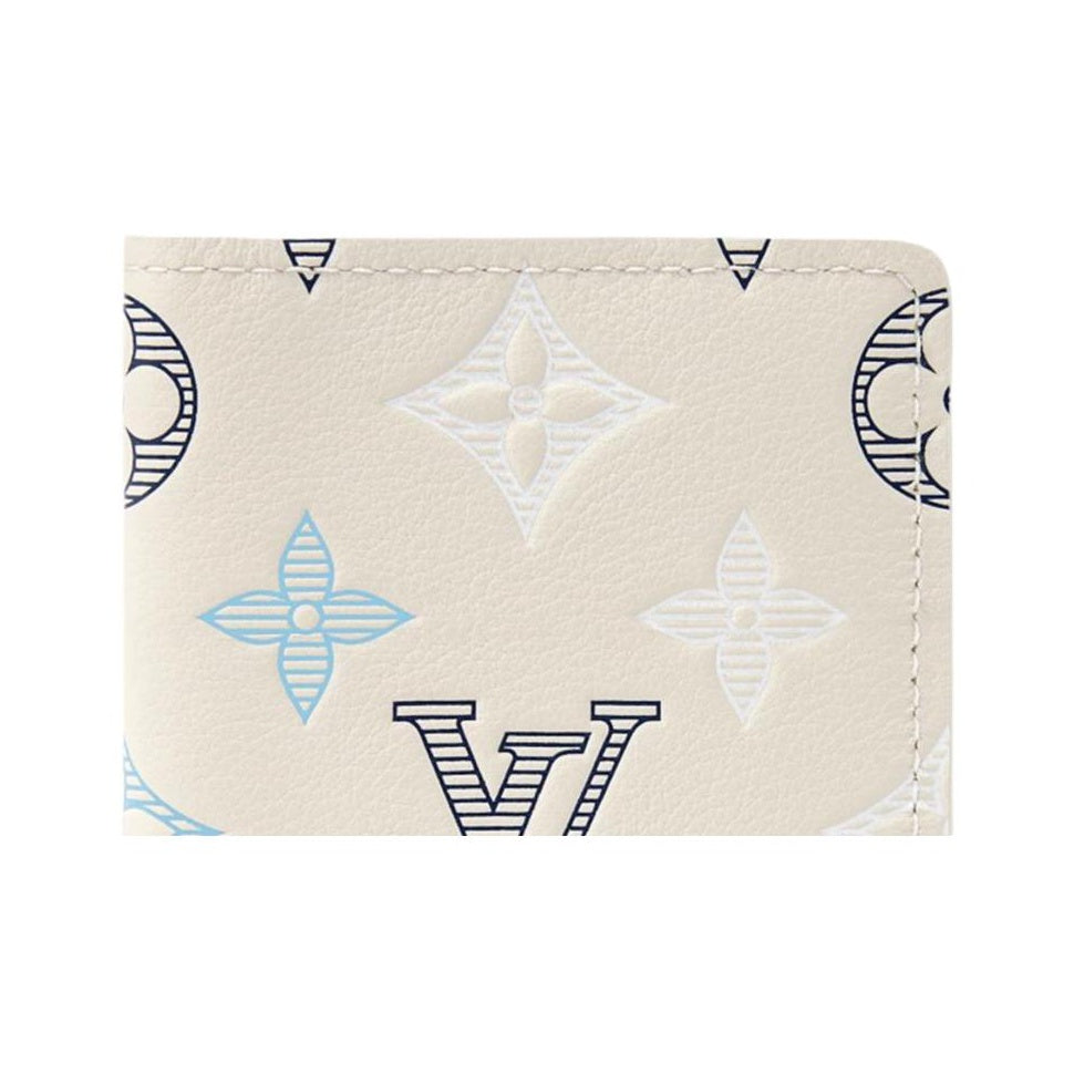 LOUIS VUITTON Monogram Shadow Contrast Embossed Cowhide Leather Card Holder - White - M29134