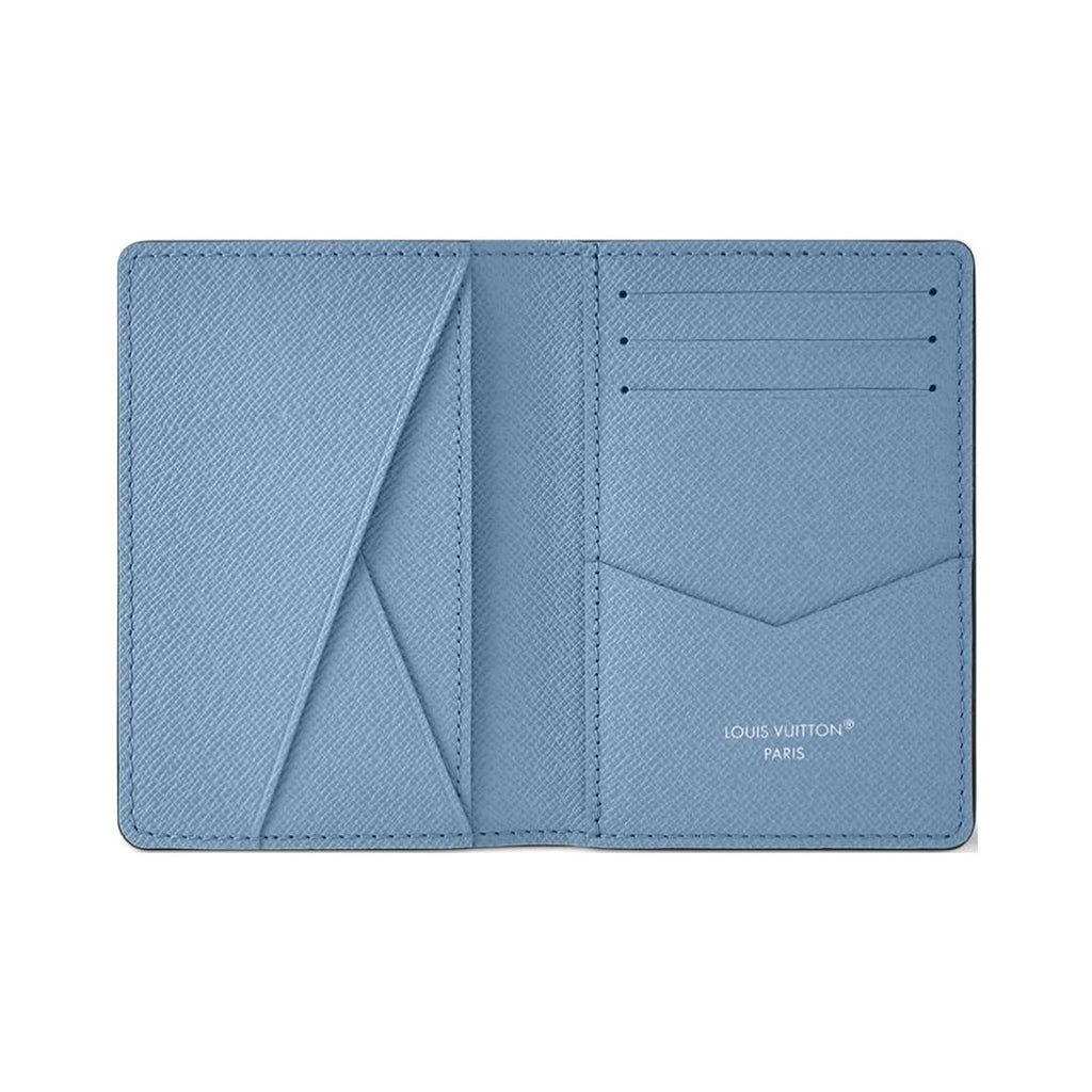 LOUIS VUITTON Pocket Organizer Monogram Coated Canvas and Taiga Cowhide Leather Wallet - Sky Blue - M14112