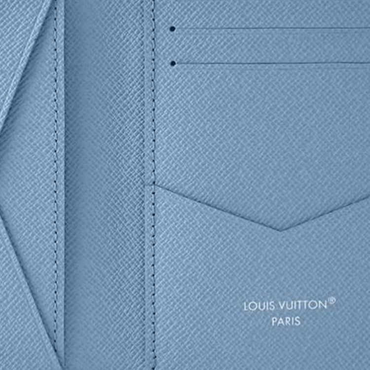 LOUIS VUITTON Pocket Organizer Monogram Coated Canvas and Taiga Cowhide Leather Wallet - Sky Blue - M14112