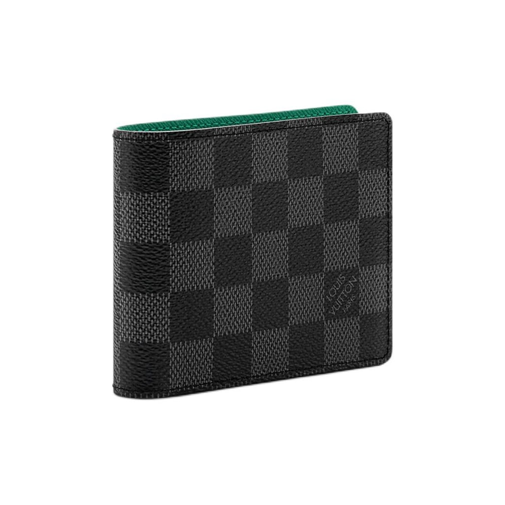 LOUIS VUITTON Slender Damier Graphite Canvas Wallet - Black and Borneo Green - N40839