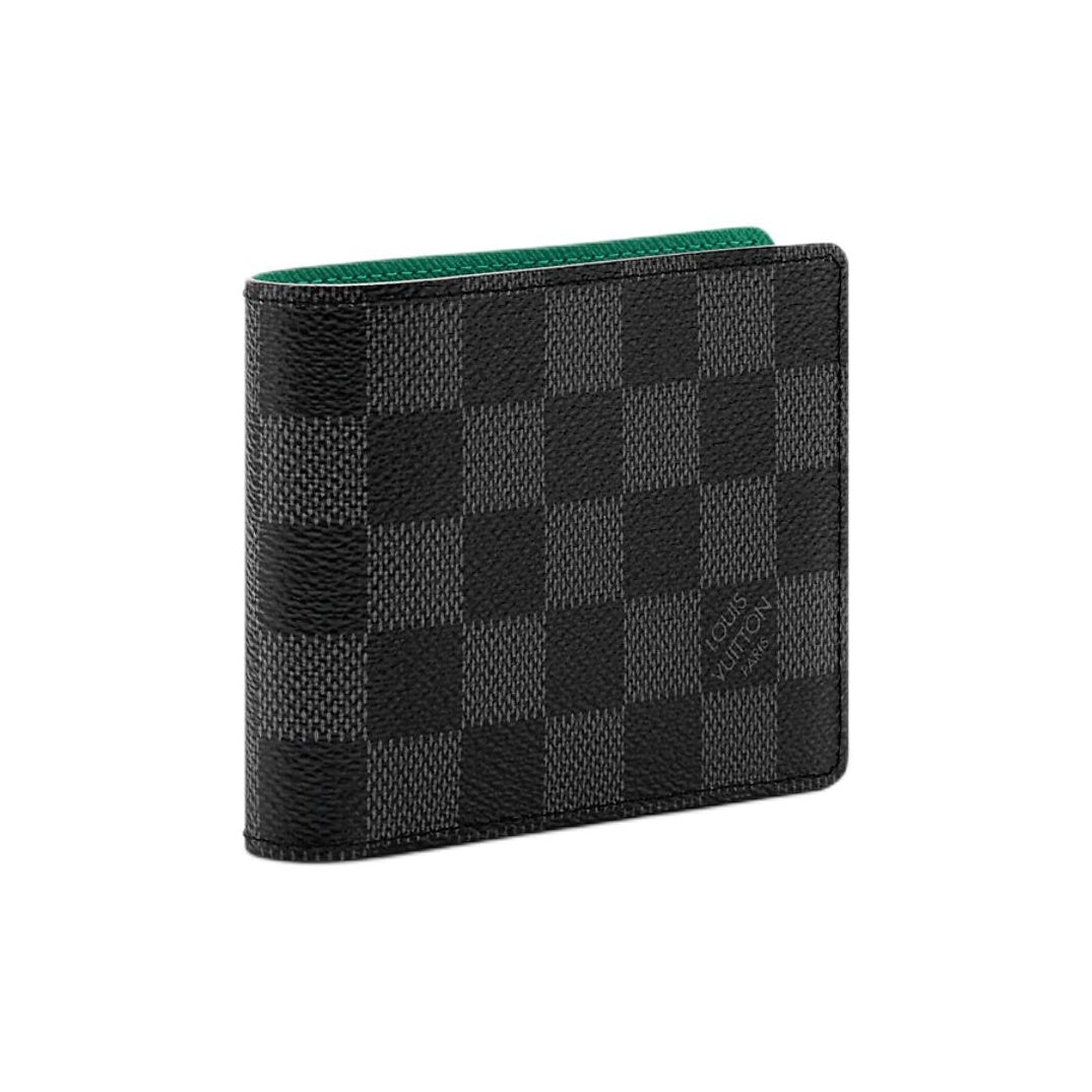 LOUIS VUITTON Slender Damier Graphite Canvas Wallet - Black and Borneo Green - N40839