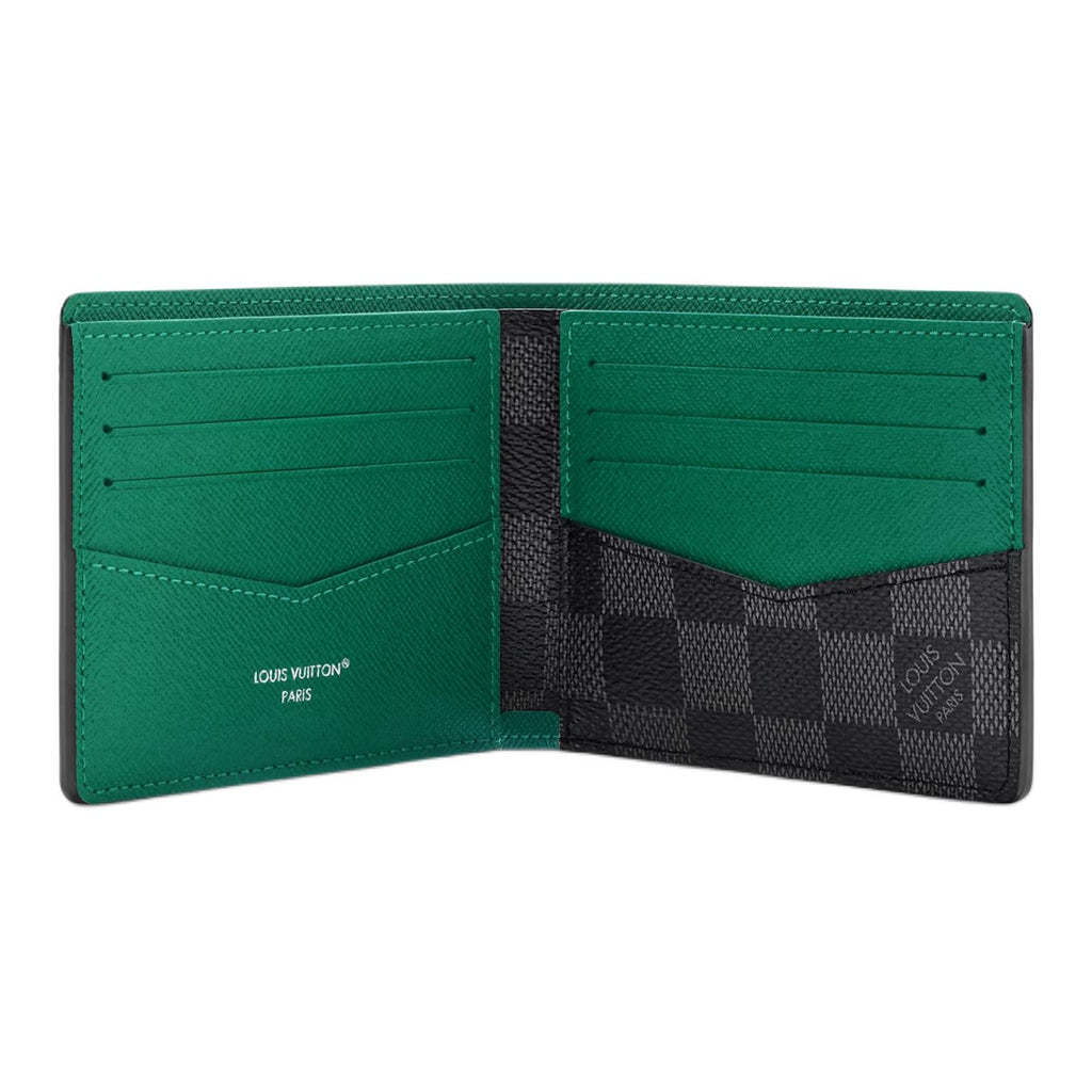LOUIS VUITTON Slender Damier Graphite Canvas Wallet - Black and Borneo Green - N40839