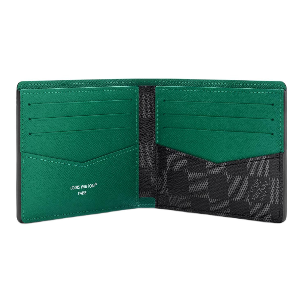 LOUIS VUITTON Slender Damier Graphite Canvas Wallet - Black and Borneo Green - N40839