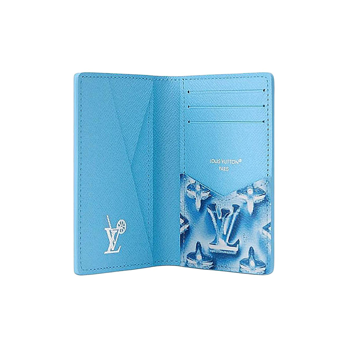 LOUIS VUITTON Pocket Organizer Classic Logo Print Coated Canvas Card Holder - Blueberry Blue - M28622