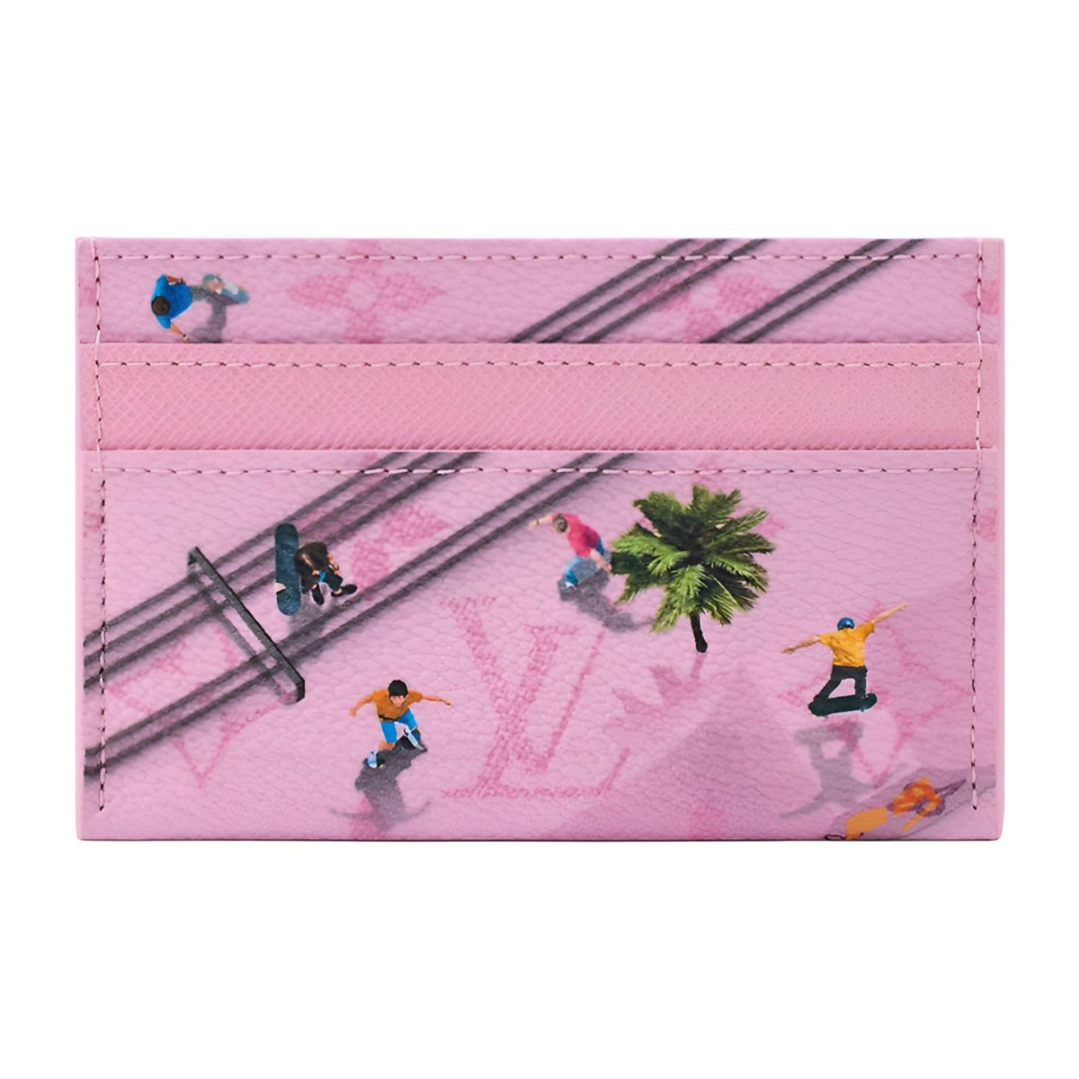 LOUIS VUITTON Double Card Holder Skateboarding Print Pink M26803
