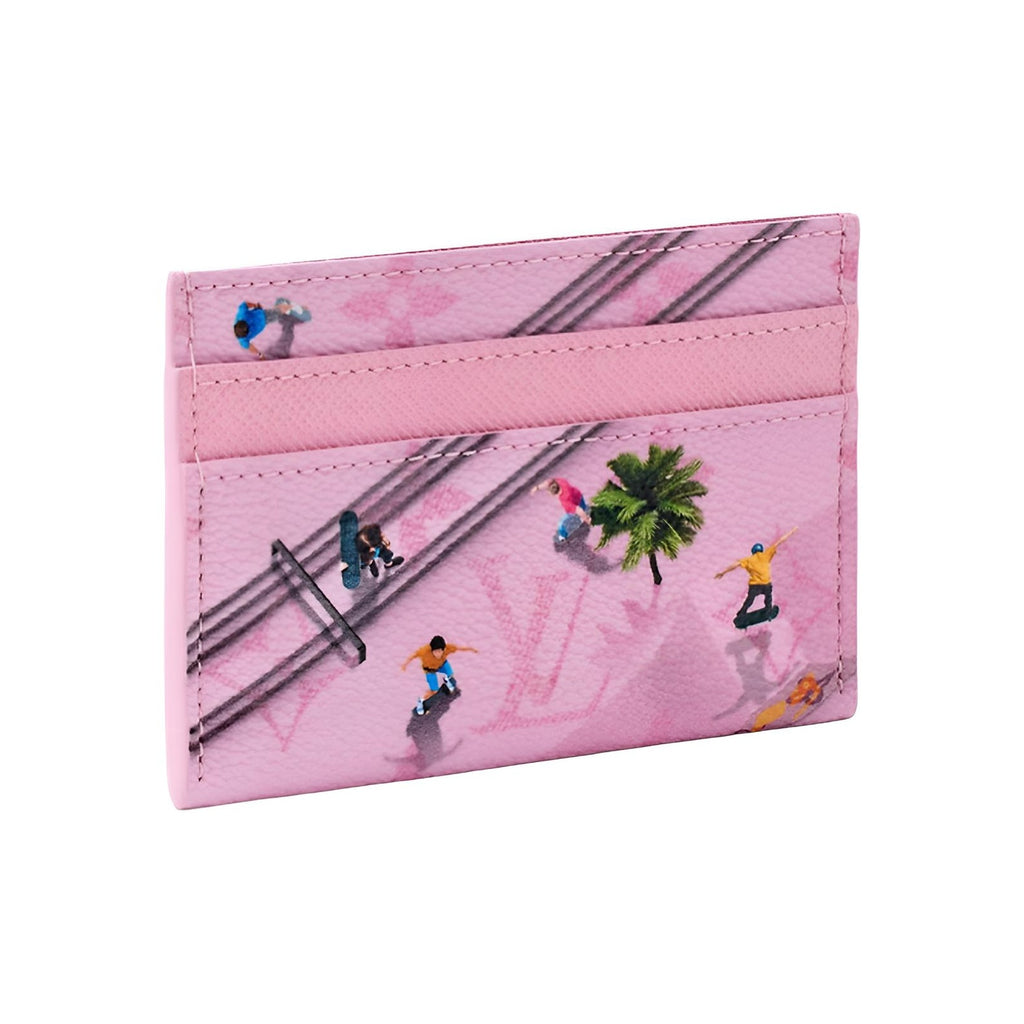 LOUIS VUITTON Double Card Holder Skateboarding Print Pink M26803