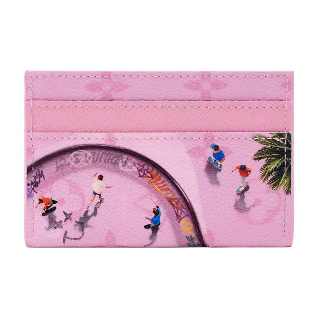 LOUIS VUITTON Double Card Holder Skateboarding Print Pink M26803