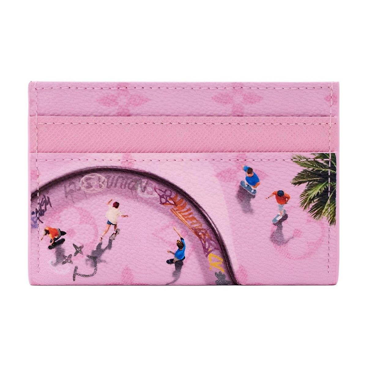 LOUIS VUITTON Double Card Holder Skateboarding Print Pink M26803